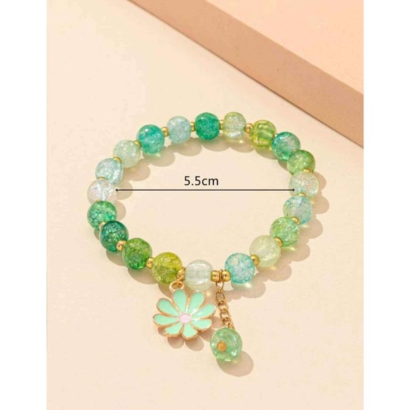 Green 8mm Flower Bracelet - Picture 4 of 4